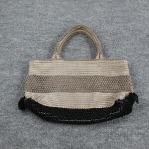 Antonello Tedde Tote Bag Large Handwoven Tan Black Eco Conscious Italy Crochet